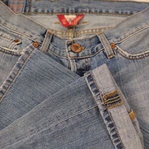 Size 8/29 (24) Lucky Brand Blue Jeans Button Fly Embroidery Back Pockets 7" Rise